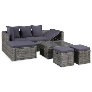 Loungeset Met Kussens Poly Rattan