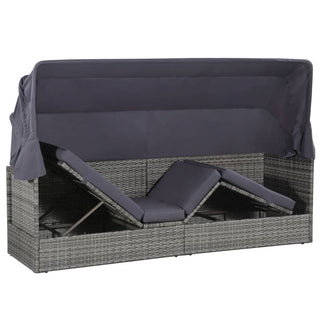 Tuinbed Met Luifel 205X62 Cm Poly Rattan