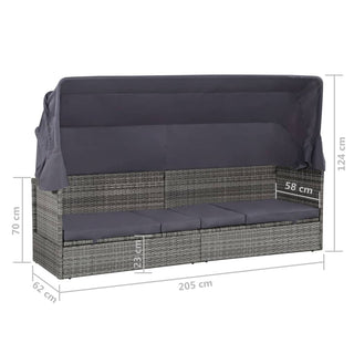 Tuinbed Met Luifel 205X62 Cm Poly Rattan