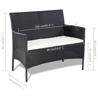 Loungeset Met Kussens Poly Rattan