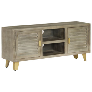 Tv-Meubel 110X30X48 Cm Massief Mangohout Met Messing Grijs