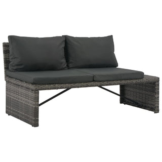 Loungeset Met Kussens 3-Delig Poly Rattan Grijs