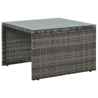 Loungeset Met Kussens 3-Delig Poly Rattan Grijs