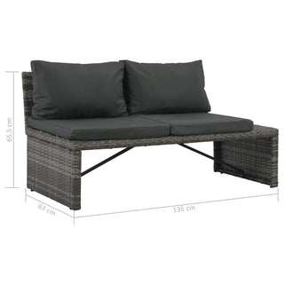 Loungeset Met Kussens 3-Delig Poly Rattan Grijs