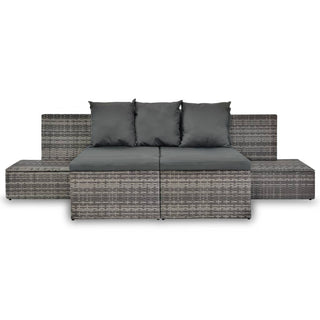 4-Delige Loungeset Met Kussens Poly Rattan Grijs