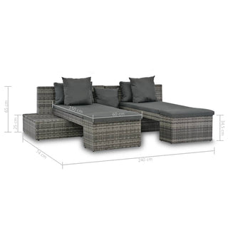 4-Delige Loungeset Met Kussens Poly Rattan Grijs