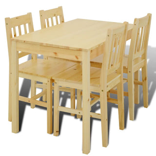 Eettafel Met 4 Stoelen Hout Naturel