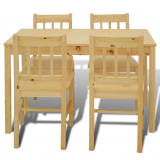 Eettafel Met 4 Stoelen Hout Naturel