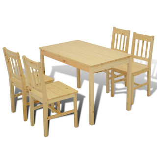 Eettafel Met 4 Stoelen Hout Naturel