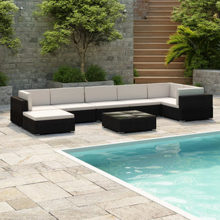 Loungeset Met Kussens Poly Rattan