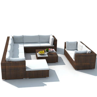 Loungeset Met Kussens Poly Rattan