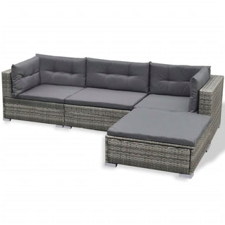 6-Delige Loungeset Met Kussens Poly Rattan Grijs