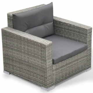 6-Delige Loungeset Met Kussens Poly Rattan Grijs