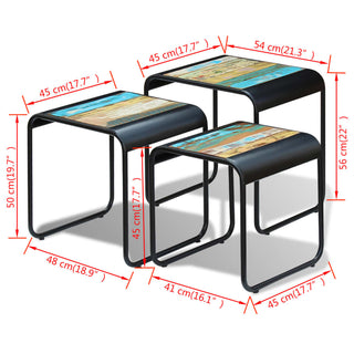 3-Delige Tafeltjesset Massief Gerecycled Hout