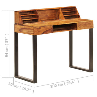 Bureau 110X50X94 Cm Massief Sheeshamhout En Staal