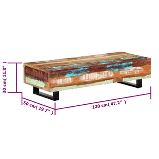 Salontafel 120X50X30 Cm Massief Gerecycled Hout En Staal