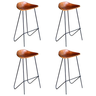 Barstoelen Echt Leer Zwart En