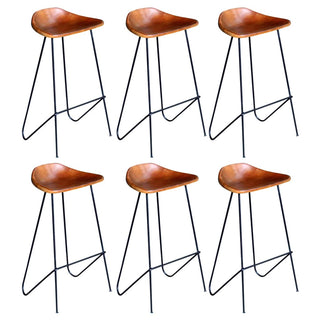 Barstoelen Echt Leer Zwart En