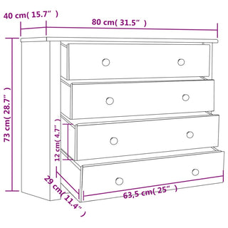 Bijzetkast Panama Range 80X40X73 Cm Grenenhout