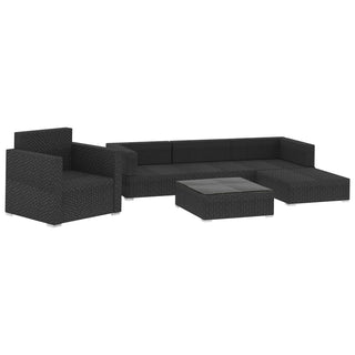 6-Delige Loungeset Met Kussens Poly Rattan Zwart