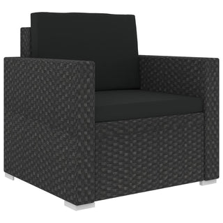 6-Delige Loungeset Met Kussens Poly Rattan Zwart