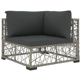 6-Delige Loungeset Met Kussens Poly Rattan Grijs