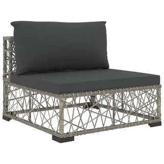 6-Delige Loungeset Met Kussens Poly Rattan Grijs