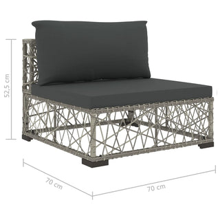 6-Delige Loungeset Met Kussens Poly Rattan Grijs