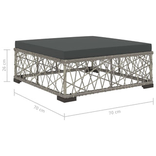 6-Delige Loungeset Met Kussens Poly Rattan Grijs