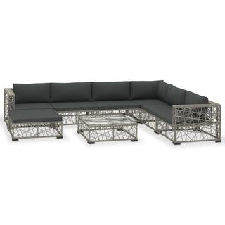 8-Delige Loungeset Met Kussens Poly Rattan Grijs