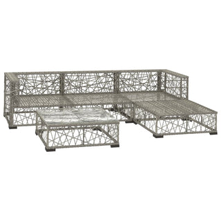 5-Delige Loungeset Met Kussens Poly Rattan Grijs