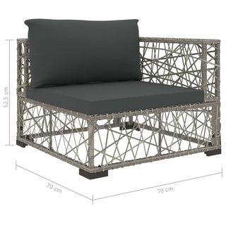 5-Delige Loungeset Met Kussens Poly Rattan Grijs