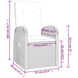 Tuinstoelen 2 St Verstelbaar Met Kussens Poly Rattan Grijs