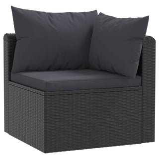 7-Delige Loungeset Met Kussens Poly Rattan Zwart