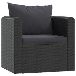 7-Delige Loungeset Met Kussens Poly Rattan Zwart