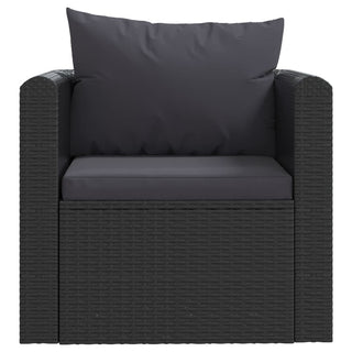 7-Delige Loungeset Met Kussens Poly Rattan Zwart