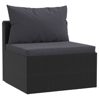 7-Delige Loungeset Met Kussens Poly Rattan Zwart