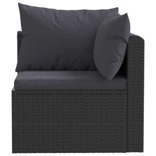 5-Delige Loungeset Met Kussens Poly Rattan Zwart