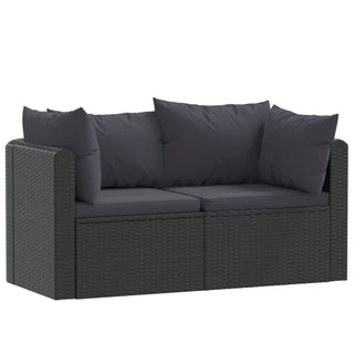 2-Delige Loungeset Met Kussens Poly Rattan Zwart