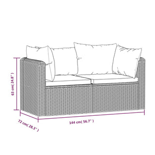 2-Delige Loungeset Met Kussens Poly Rattan Zwart