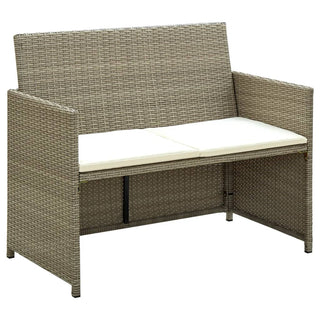 Tuinbank 2-Zits Met Kussens Poly Rattan Beige