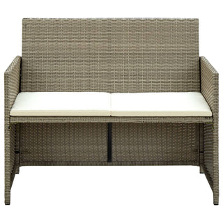 Tuinbank 2-Zits Met Kussens Poly Rattan Beige