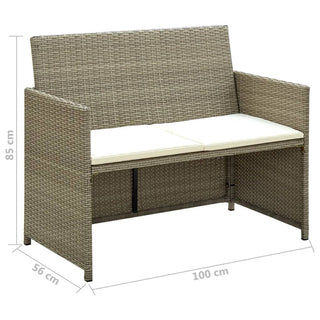 Tuinbank 2-Zits Met Kussens Poly Rattan Beige