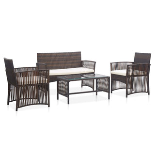 Loungeset Met Kussen Poly Rattan