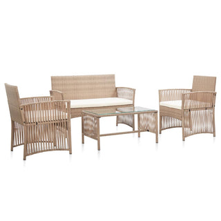 Loungeset Met Kussen Poly Rattan