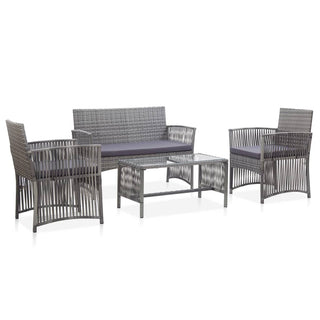 Loungeset Met Kussen Poly Rattan