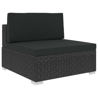 7-Delige Loungeset Met Kussens Poly Rattan Zwart