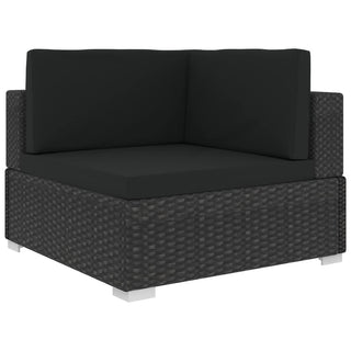 7-Delige Loungeset Met Kussens Poly Rattan Zwart