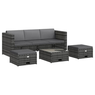 4-Delige Loungeset Met Kussens Poly Rattan Grijs