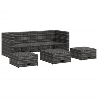 4-Delige Loungeset Met Kussens Poly Rattan Grijs